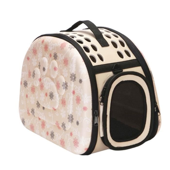Sac de transport en animaux de compagnie Voyage pliable transportant sac à main sac de maille respirant pour chat chien Champagne