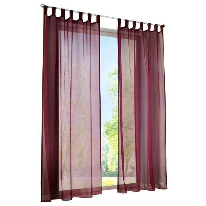 1Pièce Rideau Voilage LxH-140x145cm Couleur Uni Vin Rouge à Pattes Décoration de Fenêtre Chambre - Salon - Balco