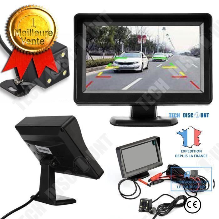TD® Caméra de recul 4.3 TFT LCD voiture rétroviseur moniteur + vision nocturne de sauvegarde caméra de recul