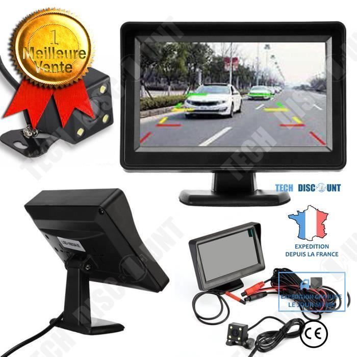 TD® Caméra de recul 4.3 TFT LCD voiture rétroviseur moniteur + vision nocturne de sauvegarde caméra de recul