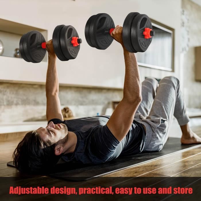 Kit Haltères Musculation Poids Ajustable, 10 kg Noir -ABI11