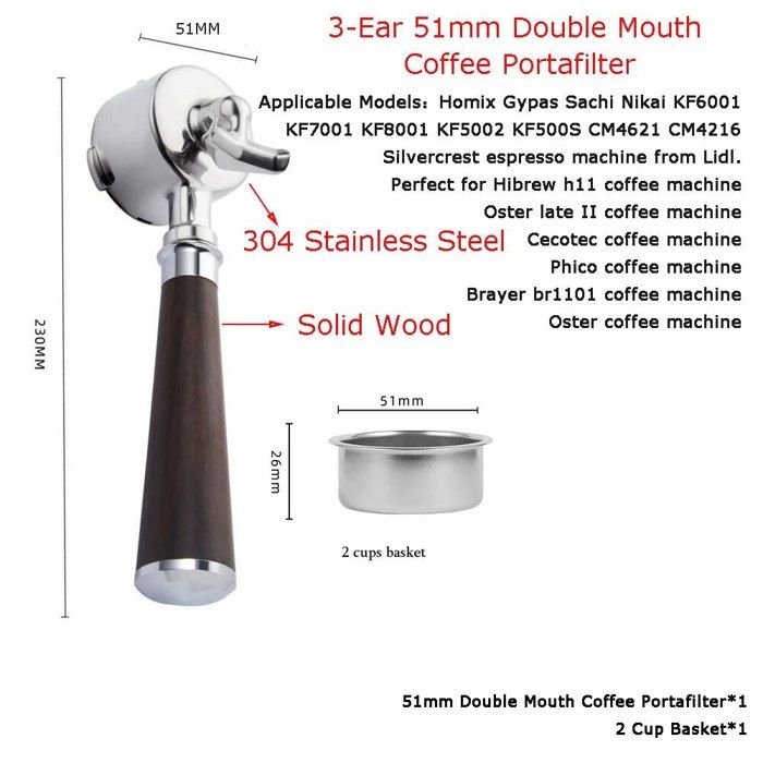 Pièce Machine Café Porte- Réutilisable Huerous 51mm - Sans Fond Pour Machine Expresso - Compatible Homix 60mm Filtre Café
