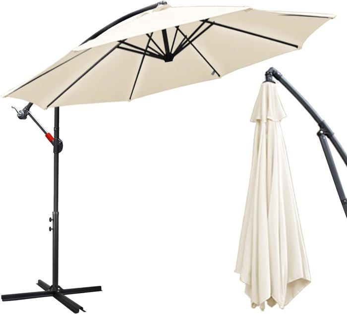 Outsunny Double Parasol Déporté XXL 451 X 264 Cm - Manivelle Aluminium Protection UV50+ Résistant Vent Jardin