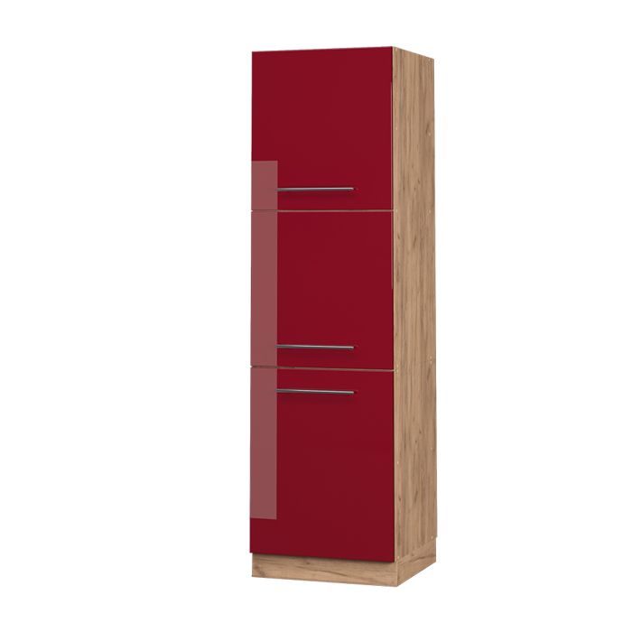 Armoire haute Fame-Line 60cm Rouge bordeaux Haute brillance/Chêne doré Vicco 38611