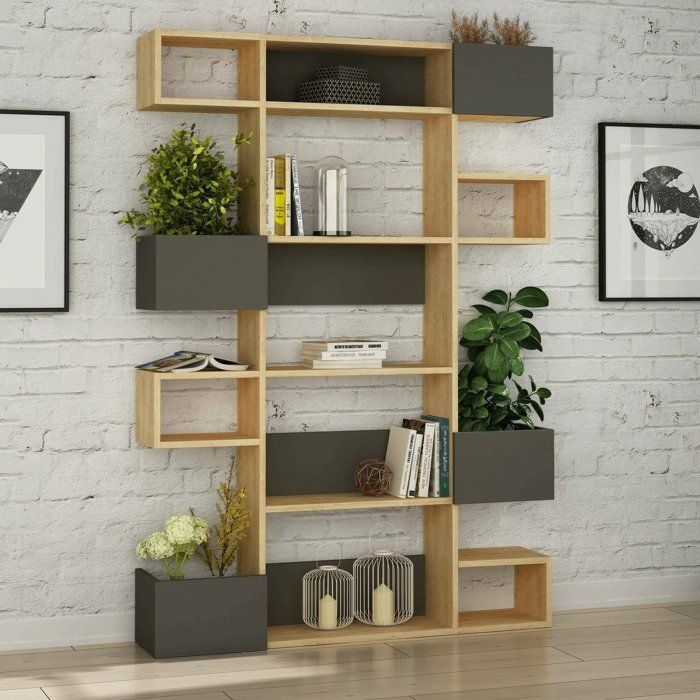 Dmora - Bibliothèque Artich 120x20xh171 cm chêne anthracite Panneau effet bois Dmora - Bibliothèque Artich 120x20xh171 cm chêne anthracite Panneau effet bois