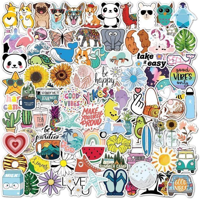 Personnalisez Votre Guitare avec 100 Stickers Aesthetic Uniques - Style et Originalité Assurés