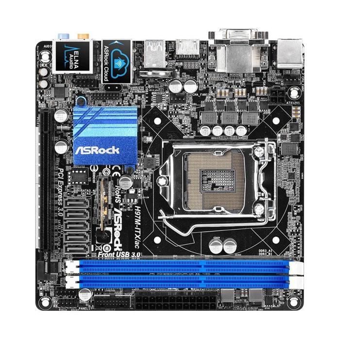 Carte mère ASRock H97M-ITX/ac Intel H97 LGA 1150 2xDDR3 16GB Mini-ITX - Asrock