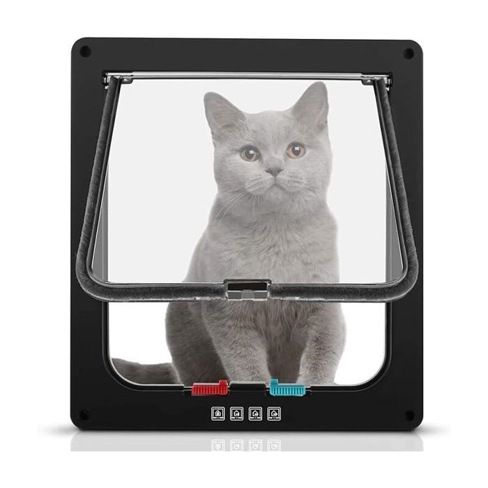 Meilleurs prix pour Chatire Magntique 4 Voies XL Noir Porte pour Chats et Petits Chiens Avec Tunnel Pratique YYV