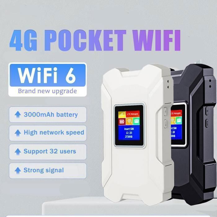 NDUP 4G Portable WiFi 150Mbps Unlocked Mobile Hotspot with SIM Card Slot or Rechargez en scannant le code with 3200MAh