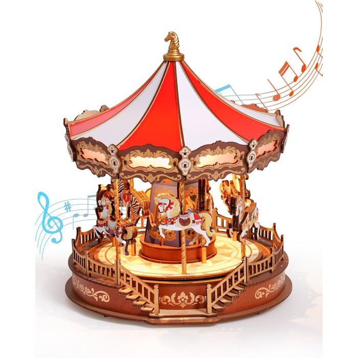 Puzzle 3D en bois à construire - ROBOTIME Carrousel classique DIY
