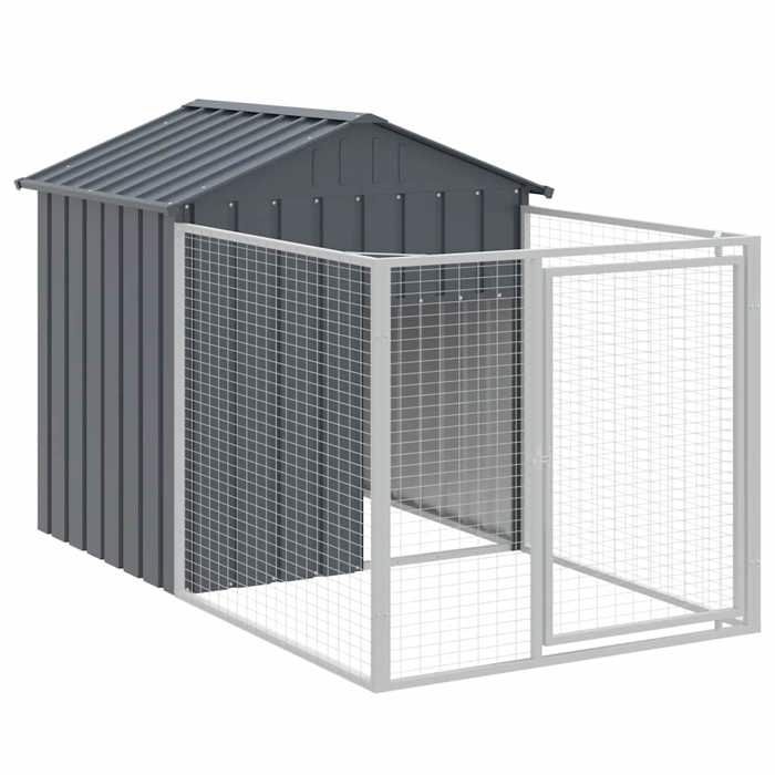 Meilleures Abris - Cage - Niche pour chien avec cour anthracite 117x201x123 cm SSD7704959