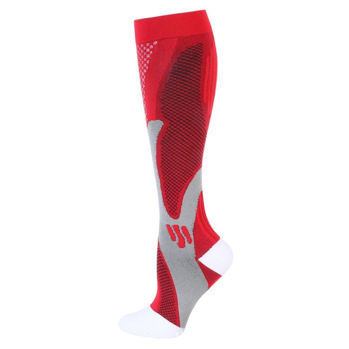 3 Paires Chaussettes de Compression Homme Femme - Rouge - Chaussettes de Sport pour Marathon Cyclisme Varices