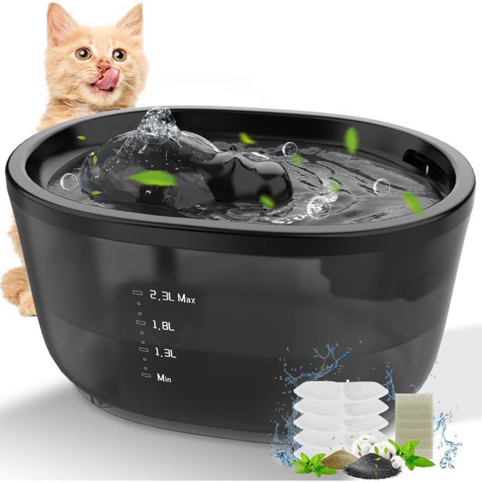 Comparer les prix de Fontaine A Eau Chat Fontaine À Eau Automatique Pour Chat 78Oz/2.3L Fontaine À Eau Pour Chat Avec 5 Filtre Distributeur Eau Ch