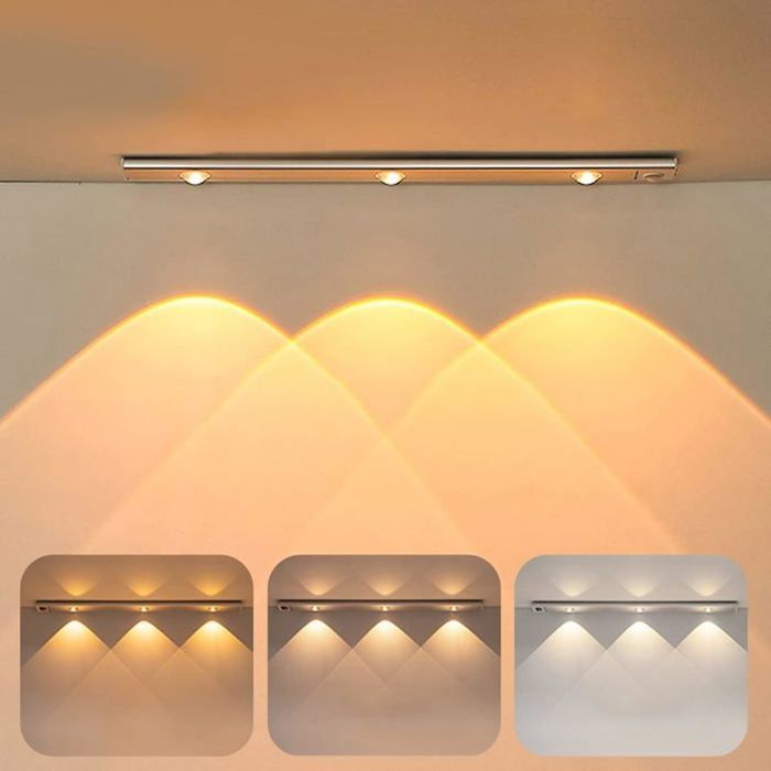 40CM Lampe Led4 Modes Lampe de Placard avec Détecteur de MouvementRechargeable USB6000K avec Température de Couleur Réglable