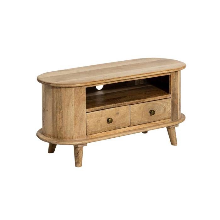 Petit meuble TV arrondi en bois de manguier Maëva