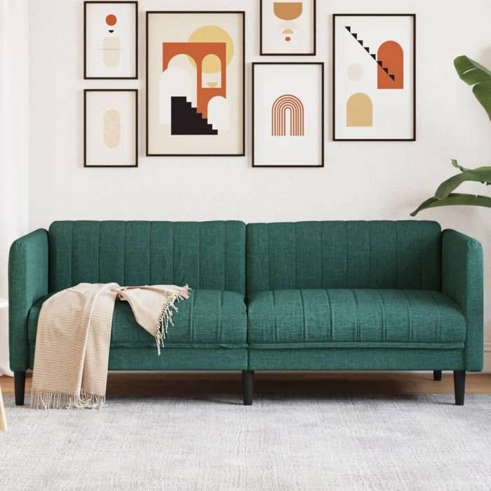 Canapé 3 places tissu - vidaXL - Vert foncé - 193x76.5x74.5 cm - Respirant - Confortable - Pieds robustes