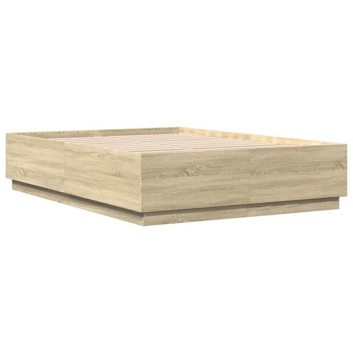 Sarazjy®Brun Cadre de lit - KENNETH - 2 Personnes - avec LED sans matelas chêne sonoma 160 x 200cm - 9262