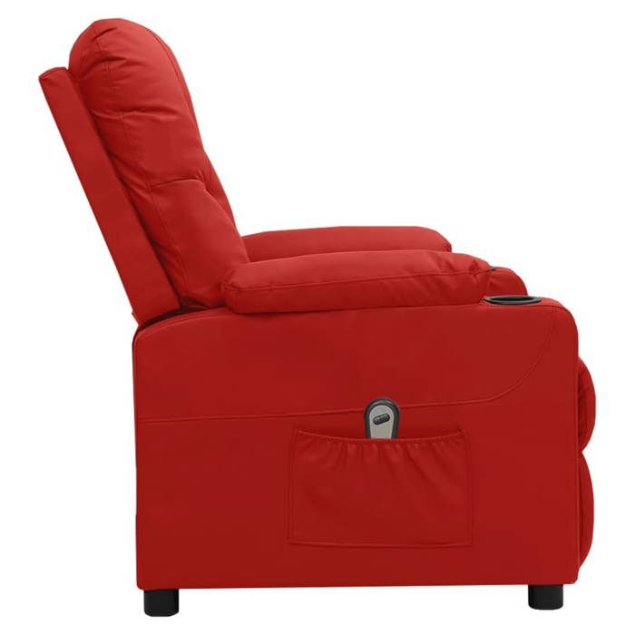 TOP 2026 Fauteuil relax - Chaise inclinable électrique - 1 PERSONNE - Rouge bordeaux Similicuir - 78.5x93x96.5 cm FF2457