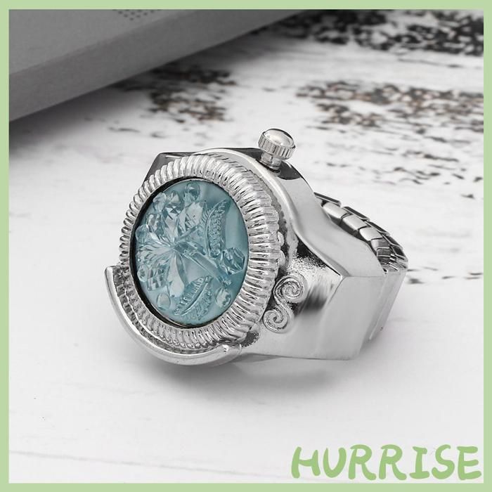 HURRISE Regarder la bague Tourne de doigt la montre rabattre à la rose des femmes de la rose fleuri montres bracelet Blanc Lac Bleu