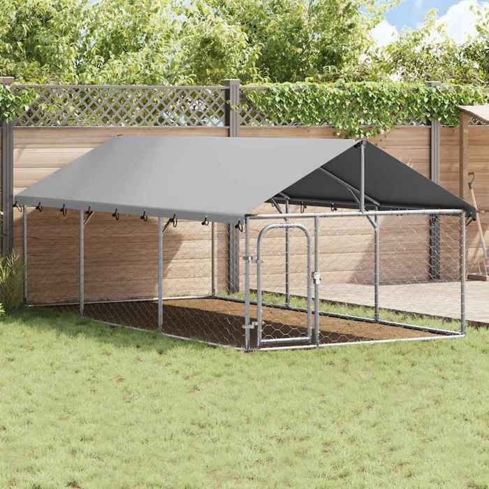 Meuble Déco - Niche/enclos pour chiens - CHICArgent Chenil extérieur avec toit 400x200x150 cm luf2405711