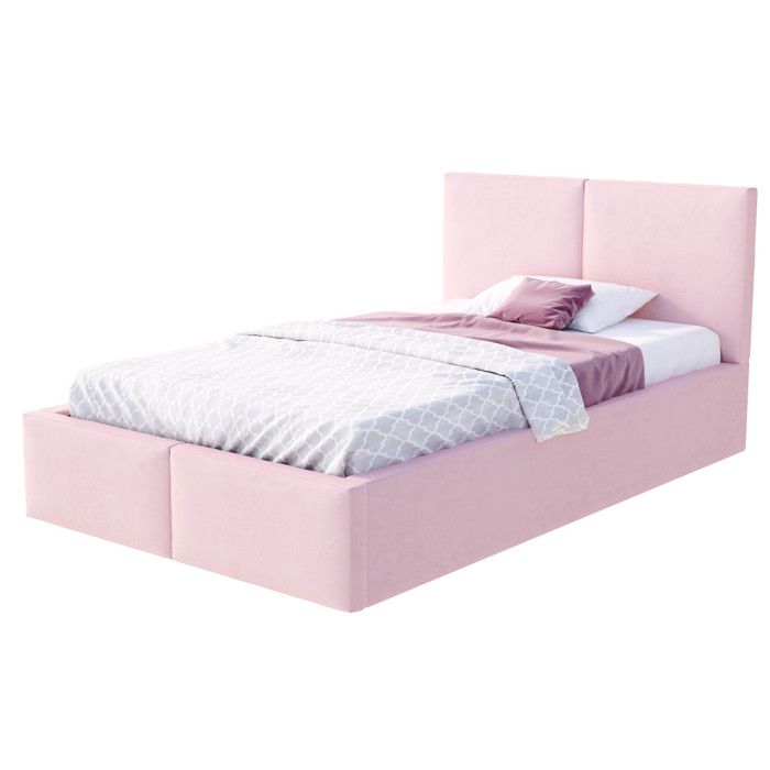 Lit coffre Tulum 120 x 190 cm avec sommier à lattes relevable Rose pâle