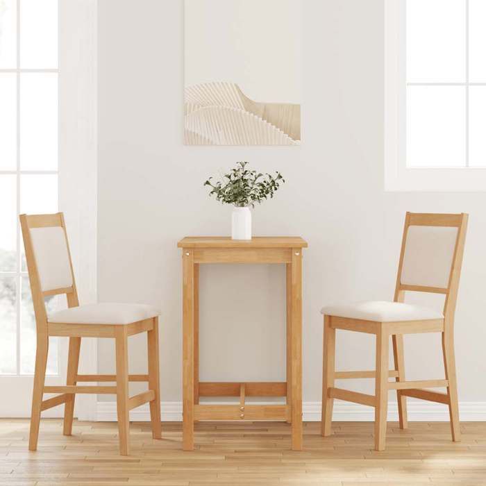 vidaXL Tabourets de bar avec coussins (2 pcs) en bois massif naturel et caoutchouc 4102565