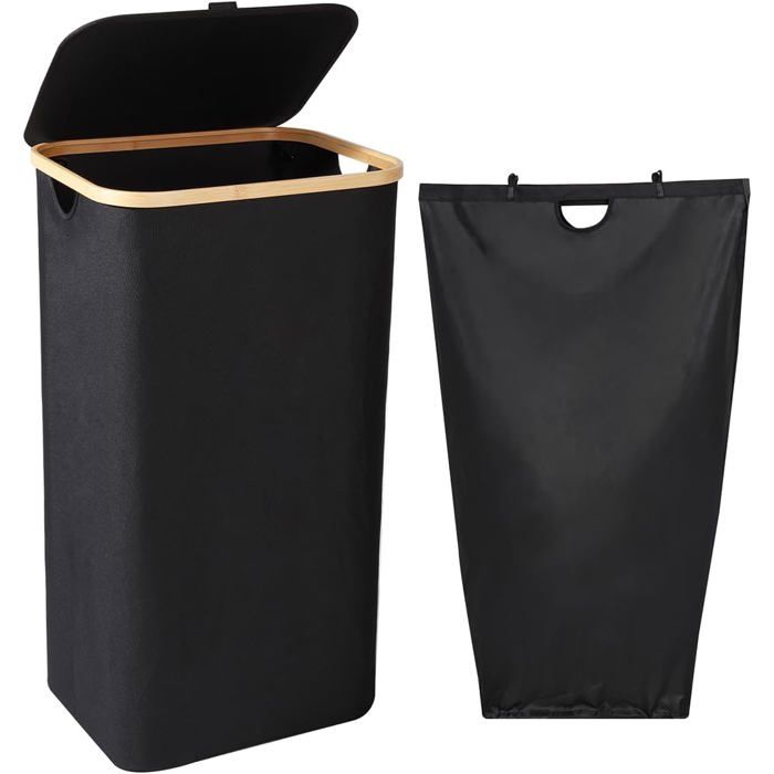 Panier À Linge 100L Corbeille A Linge Avec Couvercle E Poignées - Bac A Linge Sale Avec Sac Linge Sale Amovible - Laundry Basket
