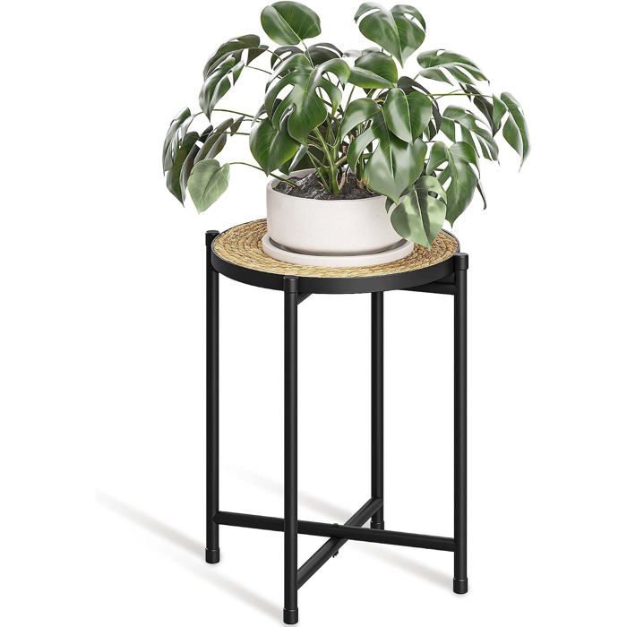 Support Plantes Rotin Rond Porte-Pot Haut et Robuste Style Bohème pour Salon Chambre et Balcon