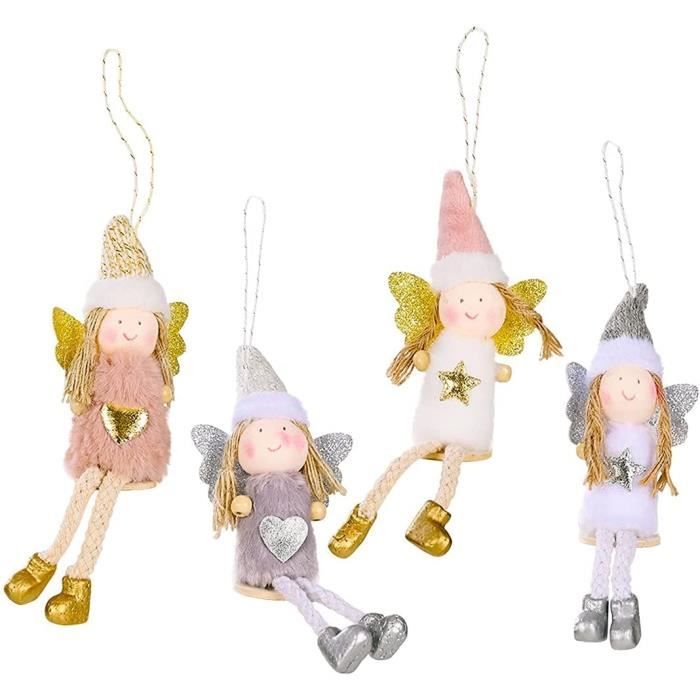 Lot De 4 Pendentifs Anges En Peluche Pour Sapin De Noël - Décorations Douces Et Traditionnelles