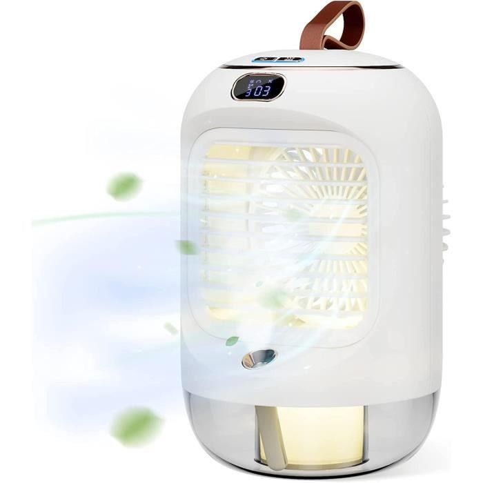 Ventilateur Brumisateur Portable - 3 En 1 : Vent, Climatiseur, Humidificateur - 600 Ml - Lumières LED