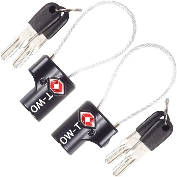 OW-Travel Cadenas TSA à Clé Pour Valise | 4mm Antivol Bagages - Noir