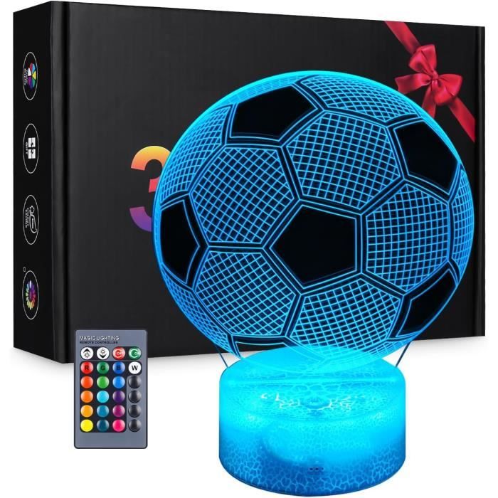 Football Forme Lampe 3D, Cadeau Foot Garcon Enfants Fille,Conception de  Fissures Veilleuse avec télécommande, câble USB inclus - Cdiscount Maison