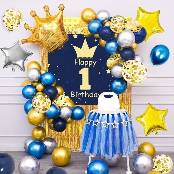 Ponmoo Decoration Anniversaire Ballon Bleu et Argent Femme Homme 86pcs  Ballons Anniversaire Happy Birthday Party, Deco Anniversaire Ballons Kit  Joyeux Anniversa…