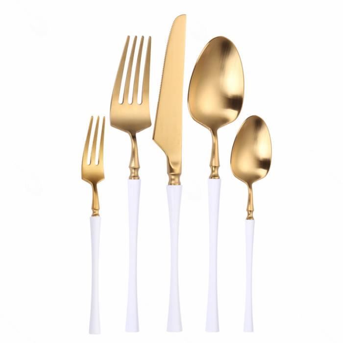 Ensemble De Vaisselle 16 Pièces Doré - Couverts Acier Inoxydable Pour 4 Personnes