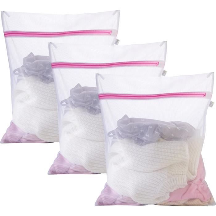Lot De 3 Sacs à Linge Pour Machine à Laver 30 X 40 Cm - Fermeture Éclair Verte - Protection Vêtements