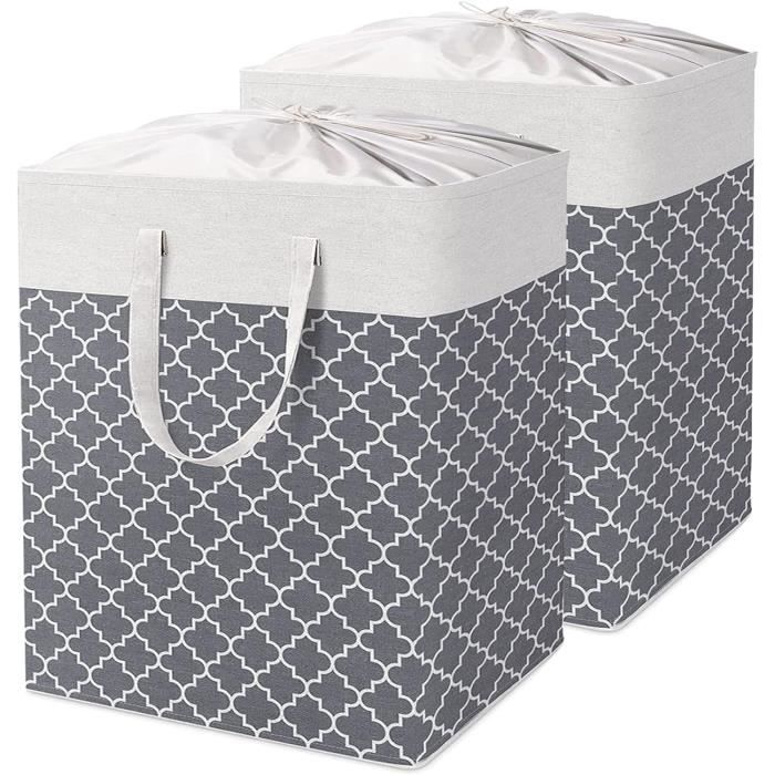 Panier à Linge Pliable DOKEHOM 20 Pouces - Housse Avec Cordon De Serrage - Gris étoile, Grande Capacité - 2