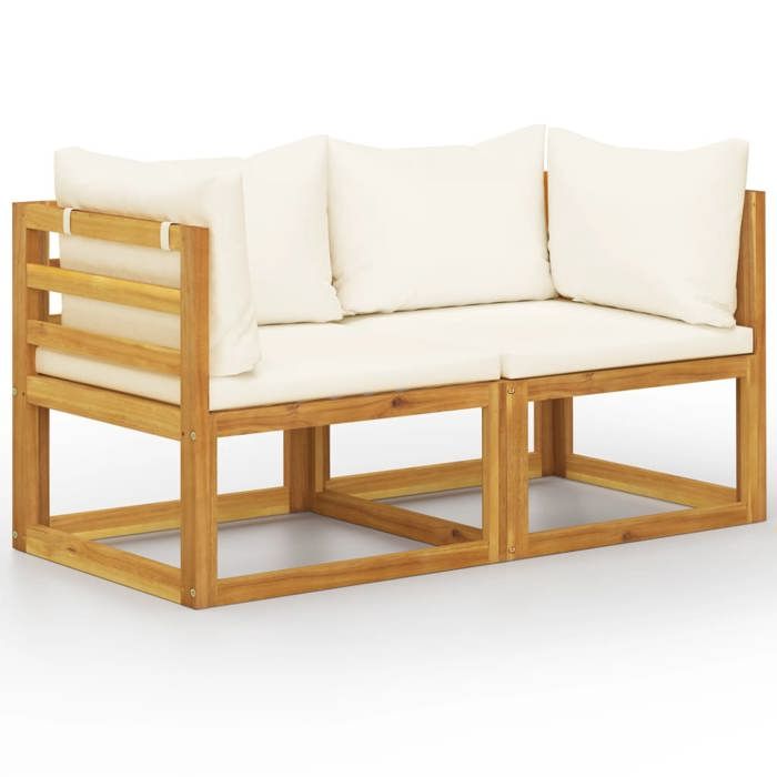 Banc de jardin 70 x 70 x 60 cm meuble de patio d exterieur terrasse a 2 places avec coussins blanc creme Banc de jardin 70 x 70 x 60 cm meuble de patio d exterieur terrasse a 2 places avec coussins blanc creme