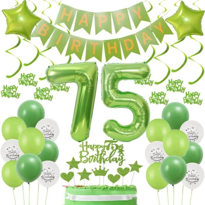 Vert Ballons 75 Ans Anniversaire Femme Homme Décoration Anniversaire 75