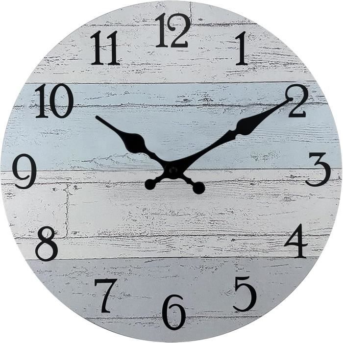 LAFOCUSE Horloge murale en bois de 58,4 cm avec mécanismes réels en mouvement pour salon, grande