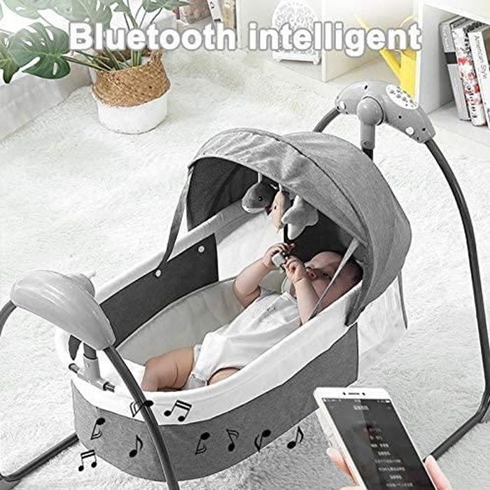Nouveau Balancelle Bebe Transat Electrique 5 Vitesses De Balancement 3 Niveaux De Minutage Gris Cdiscount Puericulture Eveil Bebe