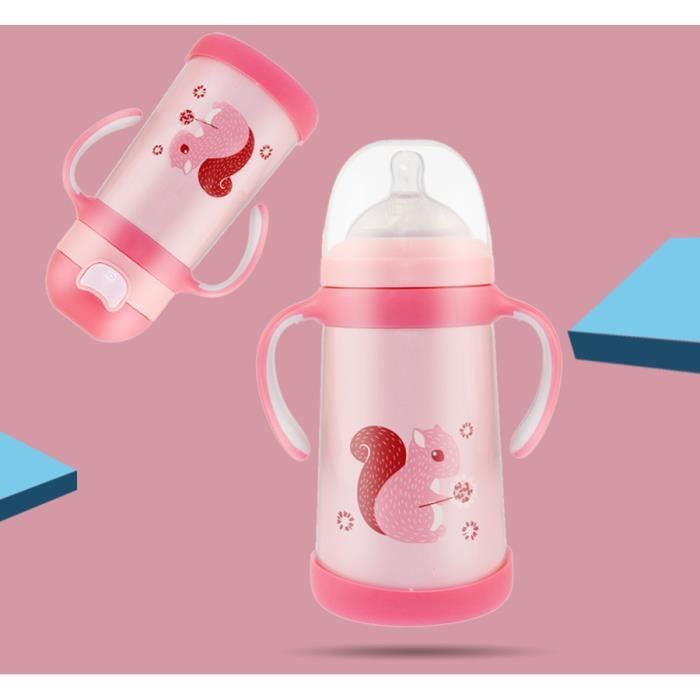 Biberon Bébé Thermos Sucette Paille Double tête 2 en1 Tasses  d'Apprentissage en Acier inoxydable pour Voyage, 320ml - Cdiscount  Puériculture & Eveil bébé