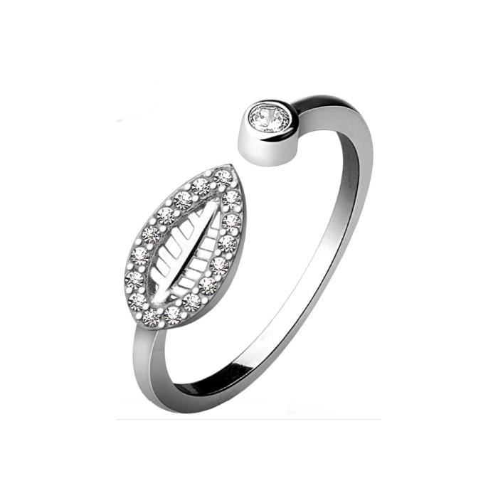 Bague Ajustable Argent 925 Zirconiums Feuille Achat Vente Bague Anneau Femme Adulte Argent Argente Oxyde De Zirconium Cdiscount