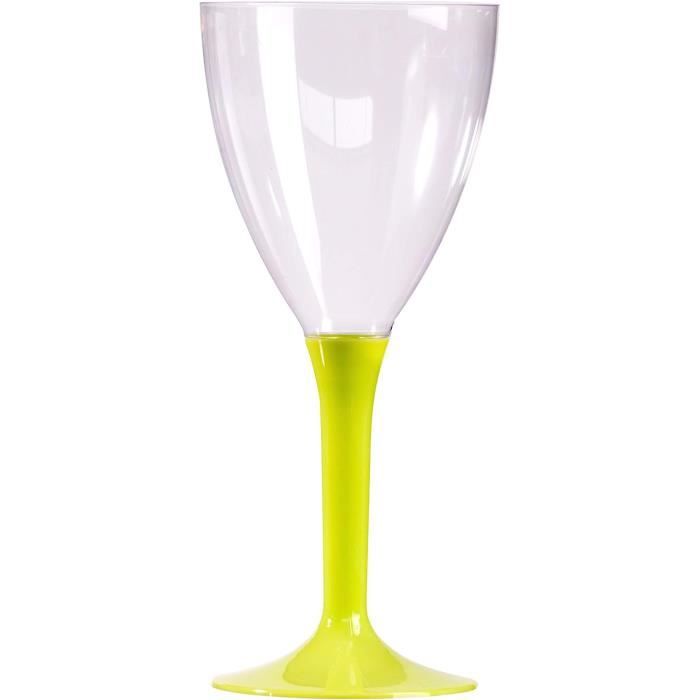 Lot De 6 Verres à Vin Pied Vert - Verrerie Vintage Sans Marque
