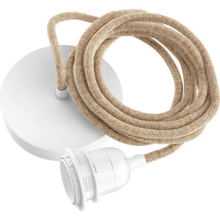 Câble Suspension Luminaire Corde et Blanc - Fil Electrique en