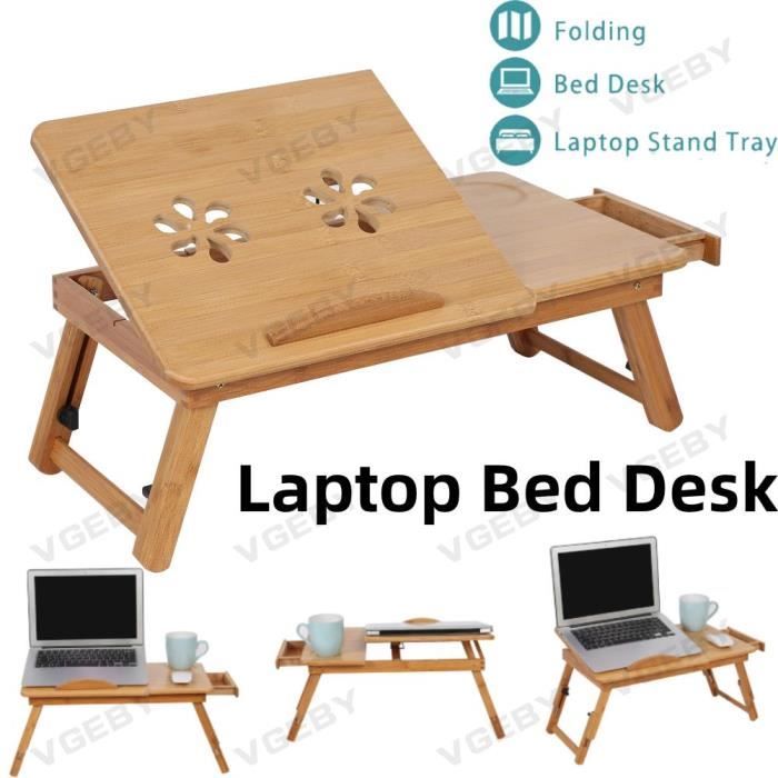 canapé de lit support de table de bureau pour ordinateur portable Noir Plateau pliant réglable pour ordinateur portable de lit Lapdesk tablette pour ordinateur portable plateau de salle à manger 