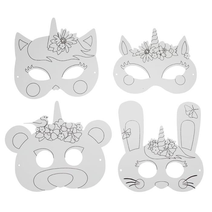 Masque En Carte Forte Predessinee Licorne Fils Elastiques 4