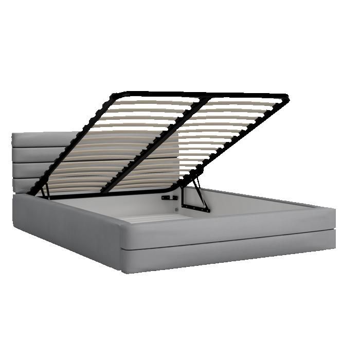 LIT COFFRE VIRGINIA 160x200 - Sommier inclus Gris clair LIT COFFRE VIRGINIA 160x200 - Sommier inclus Gris clair
