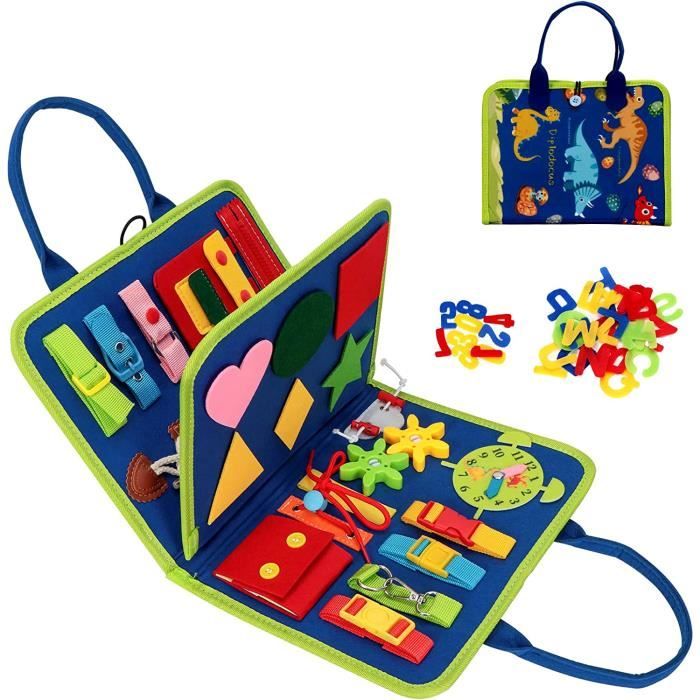 Busy Board pour Enfant - Dinosaure Jouet Planche Montessori Portable