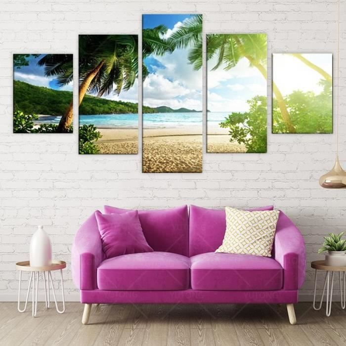Grande peinture abstraite de paysage arin de voilier sur toile texturée - Art ural bleu océan