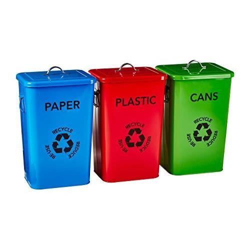 Bacs de recyclage - Premier Housewares - Lot de 3 - 26L - Acier